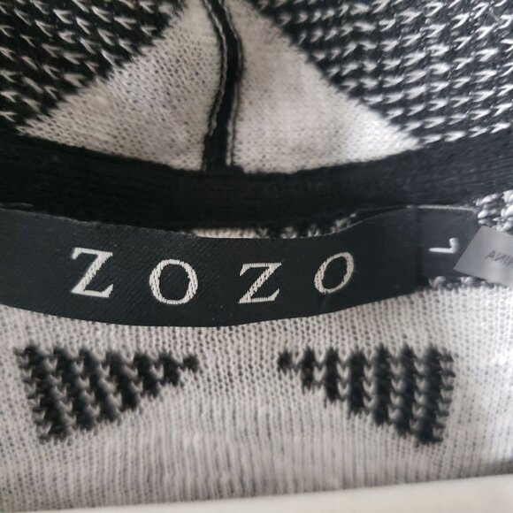 ZOZO woman Size L Long Cardigan Linen Viscose blend Geometric print Open Front - Picture 4 of 5
